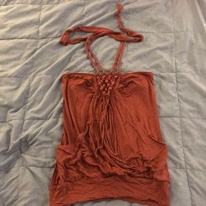 Guess Maroon Strapless Top w/ Crochet Accent